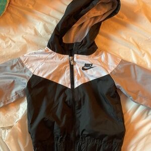 Nike Toddler Black White Hooded Zip Up Windbreaker Jacket Size 3T